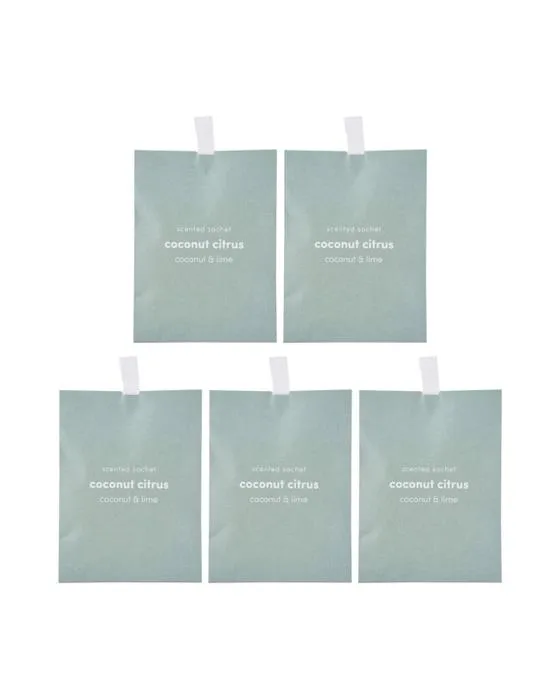 Sachets parfumés à l'agrumes de coco de 5 pièces - noix de coco et chaux