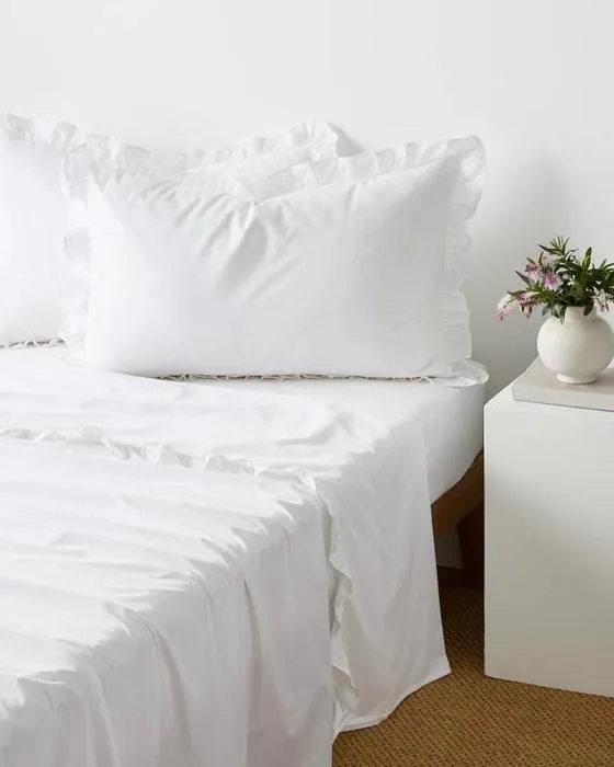 Cible Ruffle Australian Cotton 2 Pack Étuis d'oreiller standard - Taille unique - Blanc