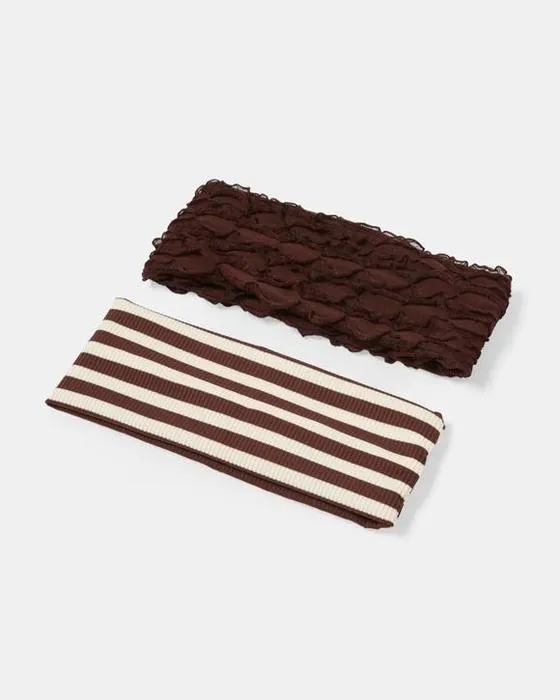 Bandeau à bande et étirement de 2 paquets - Brun et blanc