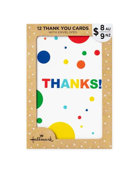 12 Pack Hallmark Merci Cartes - Merci de couleur!