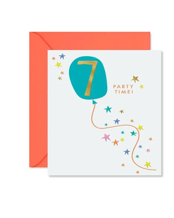 Carte d'anniversaire du 7e anniversaire - Heure de fête