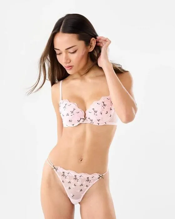 Soutien-gorge de push-up en maille brodée coordonné