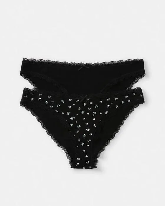 2 sachets de coton en dentelle de forme Bikini