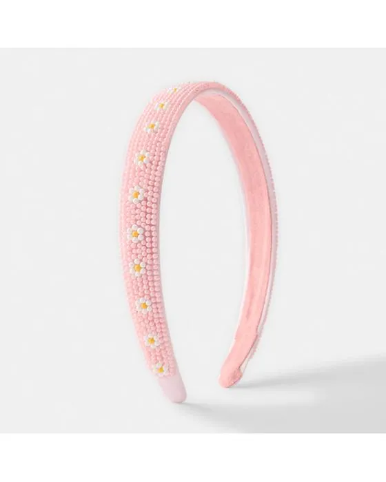 Bandeau de perles de fleurs - Rose