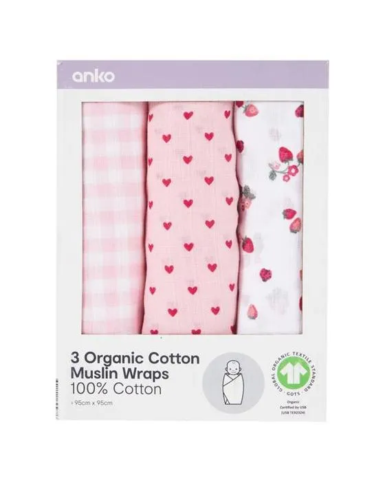 3 Packs en coton biologique en Mousseline - Berry