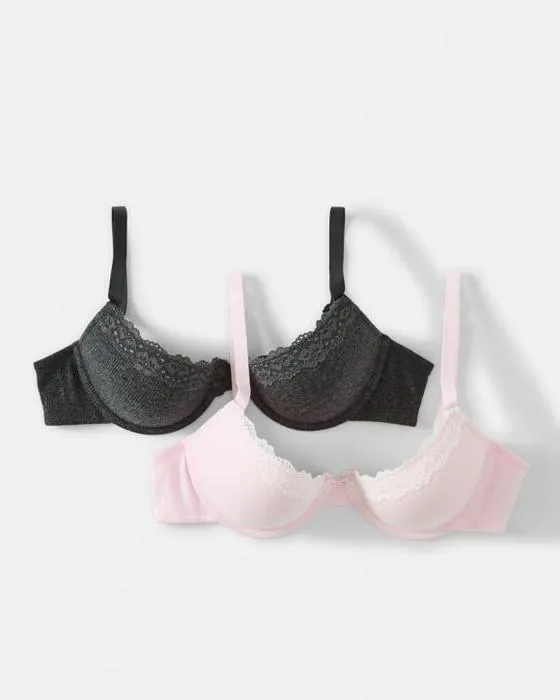 2 Pack de soutien-gorge de dentelle de côtes push-up