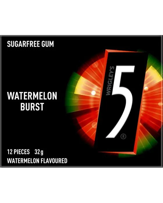 12 pièces Gum de 5 pastèques de Wrigley Beurre sucre sans mâcher Gum 32g
