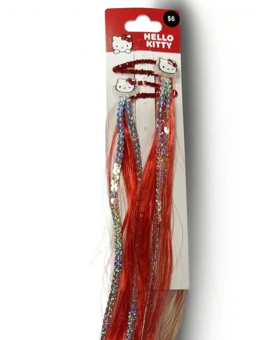2 Pack Red Hello Kitty Hair Extension Clips