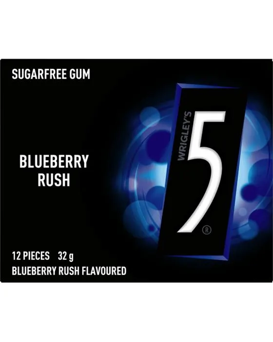 12 pièces Gum 5 Gum Blueberry Rush sans sucre Gum 32g