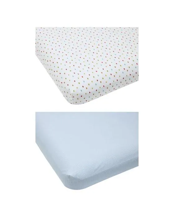 2 Pack 225 Fil Count coton biologique Feuilles de literie ajustées - Voitures et à carreaux