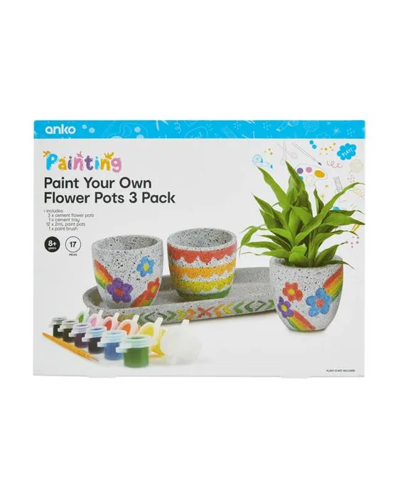 17 pièces Peignez vos propres 3 pots de fleurs pack