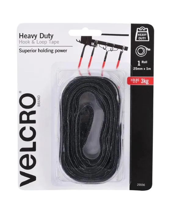 VELCRO Marque Crochet lourd et ruban de boucle 25mm x 1m