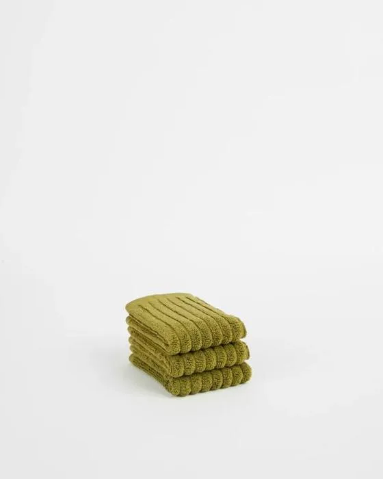 Cible Dylan Australian Cotton Rib 3 Pack Visage Washer - Vert