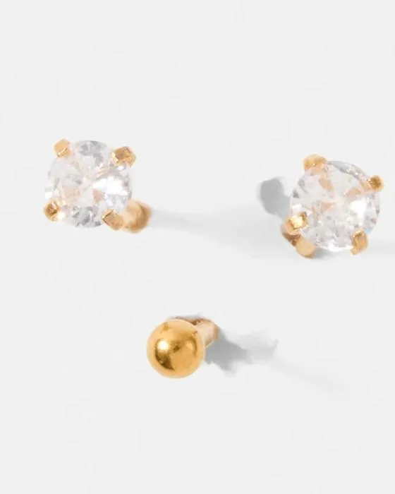 Bague de nez de chevreuil de Zirconia cubique - Ton doré