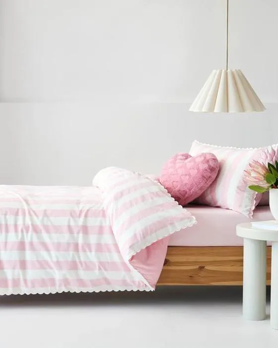 Cible Nova Stonewash bande Couverture de matelas - lit double - rose