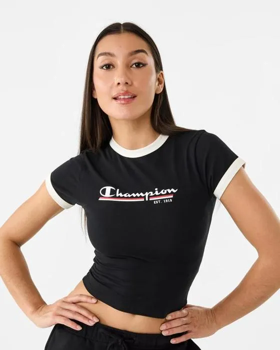 T-shirt Champion Script Ringer Femme