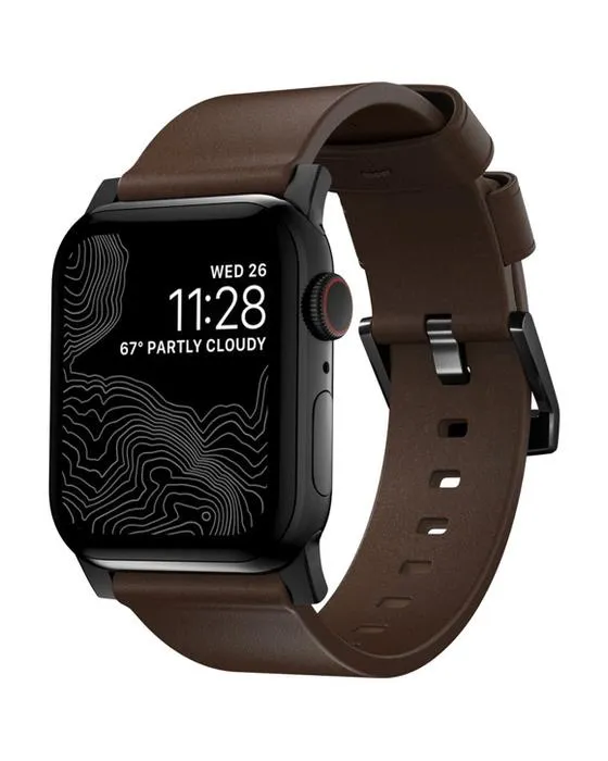Bande de montre nomade en cuir 44-46mm brun noir