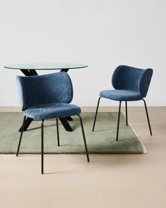 Set Abbey de 2 chaises à manger - Bleu