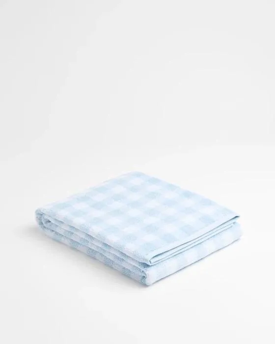 Cible Georgie Australian Cotton Gingham Bath Sheet - Bleu