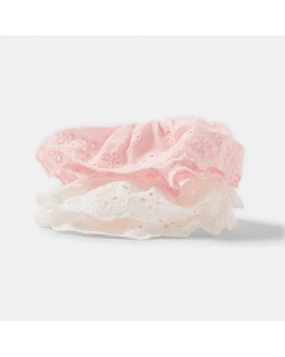 2 Paquet Broderie Crèches de cheveux - Blanc et Rose