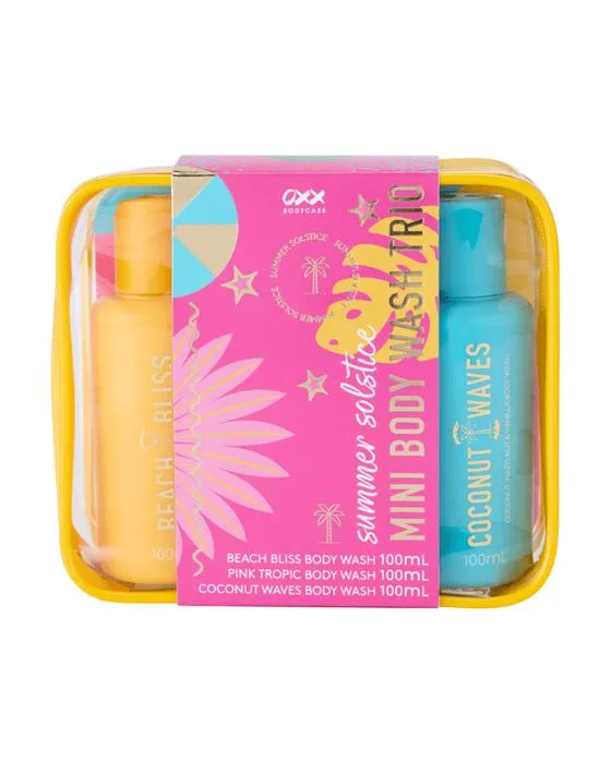 OXX Soins du corps Été Solstice Mini lavage du corps Trio - Plage Bliss, Tropic rose et vagues de noix de coco