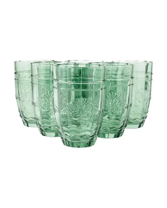 6 Verres à haute boule ornés verts
