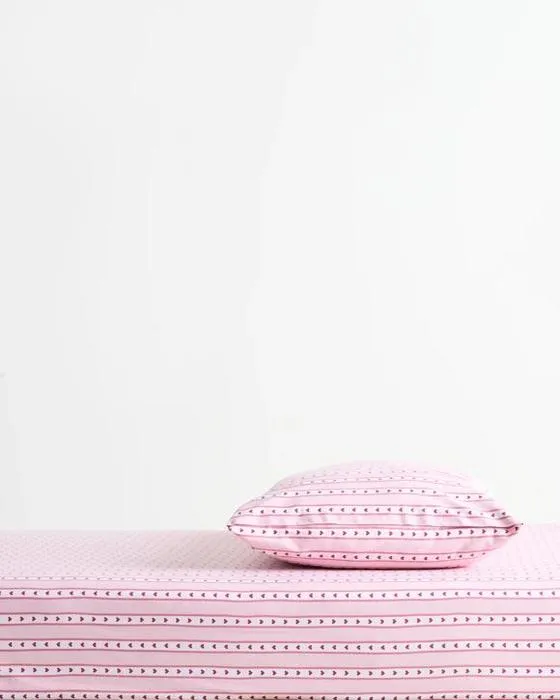 Cible Australien Cotton Stripe Heart Kids Set de feuille ajustée - Lit simple - Rose