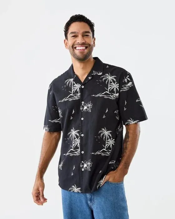 Chemise à manches courtes imprimées texturées