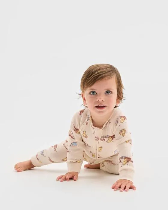Disney Winnie La Pooh Coton Bio Bébé Rib Sans pied Coverall