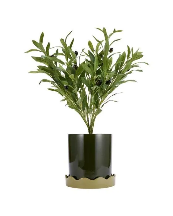 Pot vert glacé avec Saucer