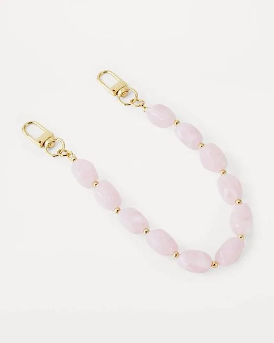 Porte-clés de charme en chaîne de perles - ton rose et or