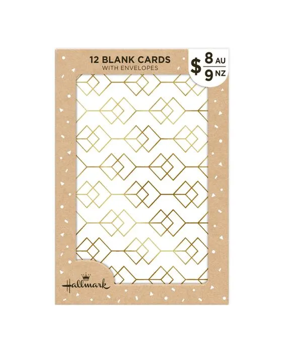 12 cartes blanches de marque de hall - motif or
