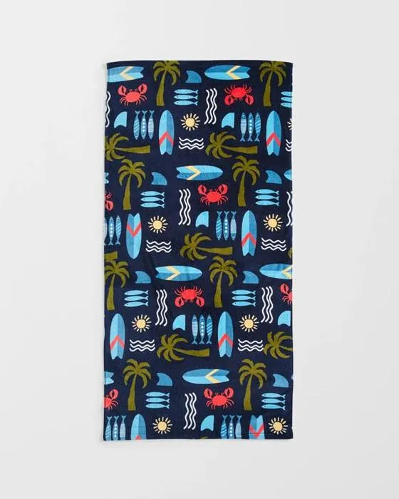 Cible Enfants Costa imprimé Velour Australien coton plage serviette - Bleu