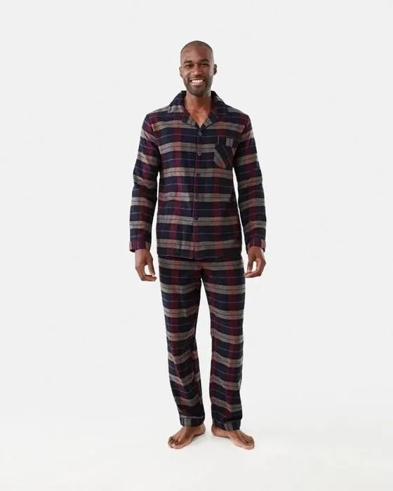 Long manche Woven Bouton par Pyjama Set