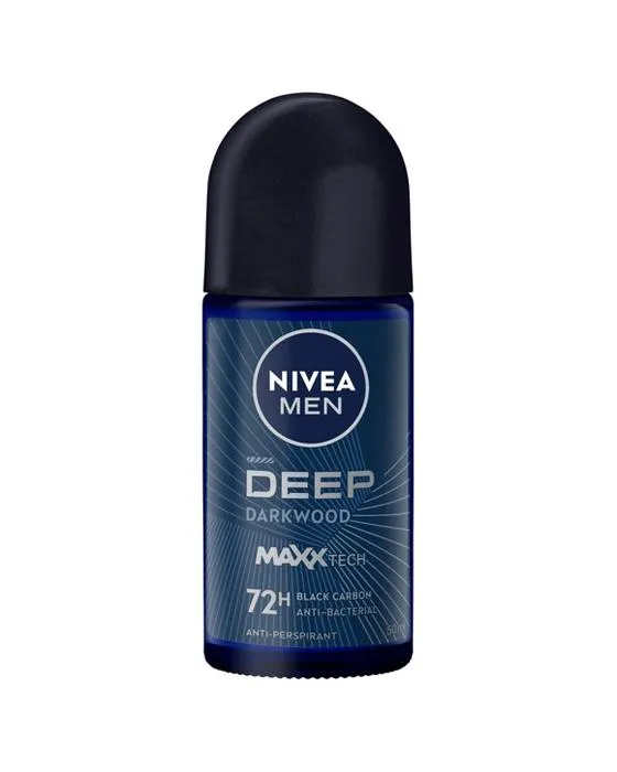 Déodorant anti-perspirant profond 50ml pour hommes - Parfum de charbon de bois noir et de bois foncé