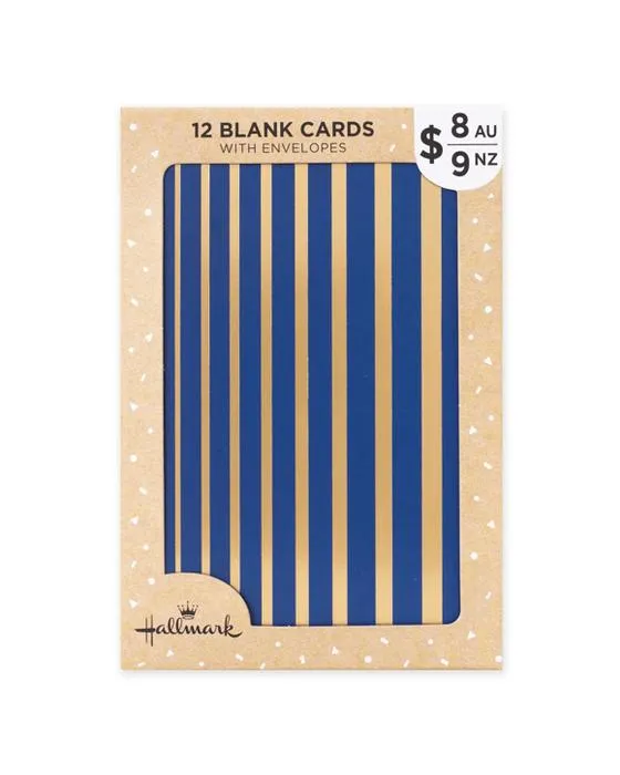 12 cartes d'anniversaire Pack Hallmark - Bandes d'or et de l'argent Bandes Cartes blanches