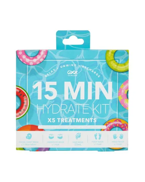 OXX Skincare 5 Pack 15 Min Kit d'hydrate - Extrait de bleuets et acide hyaluronique