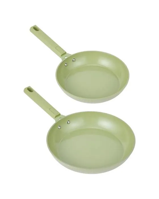 2 Pack en céramique enduite non bâton Fry Pans - Vert