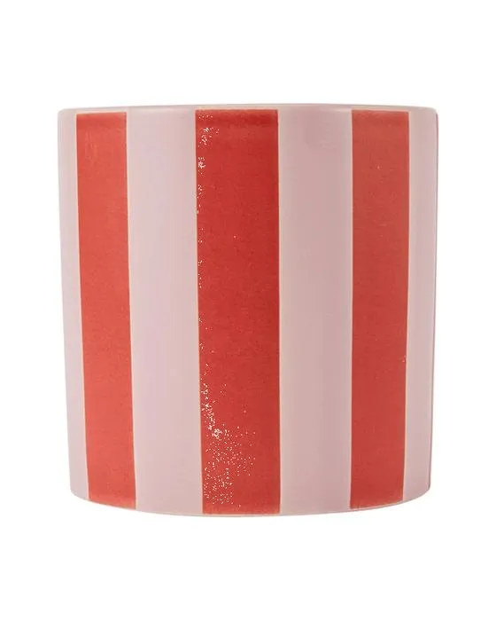Bougie en céramique à rayures rouges