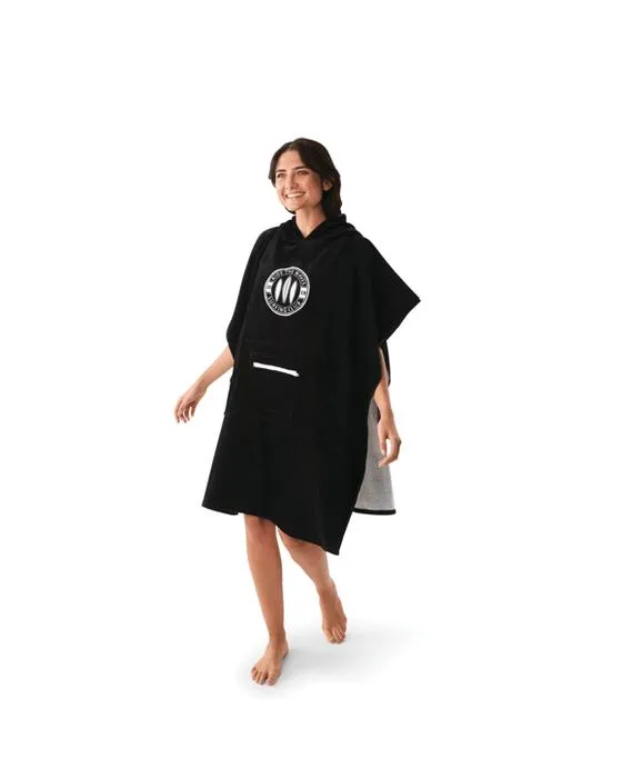 Serviette de plage à capuchon en coton adulte - Noir