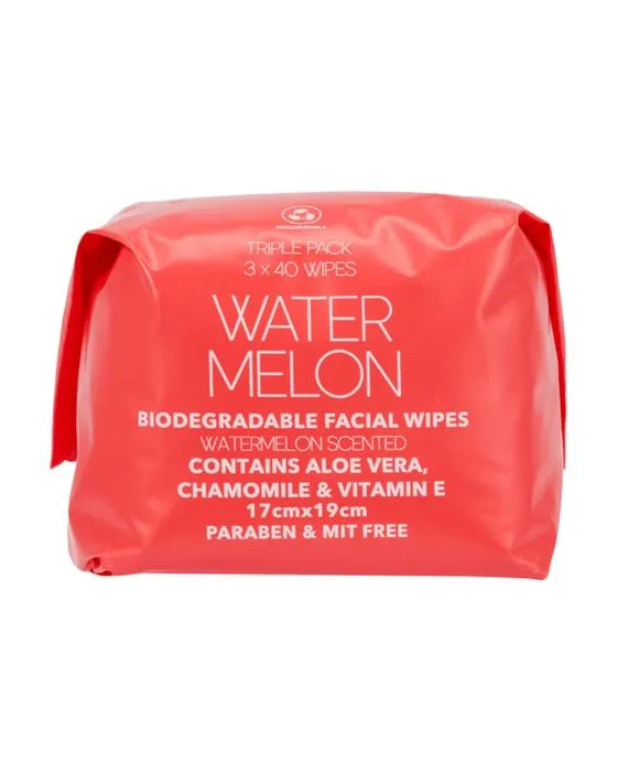 Wipes faciales biodégradables triple pack - Parfumé à la pastèque