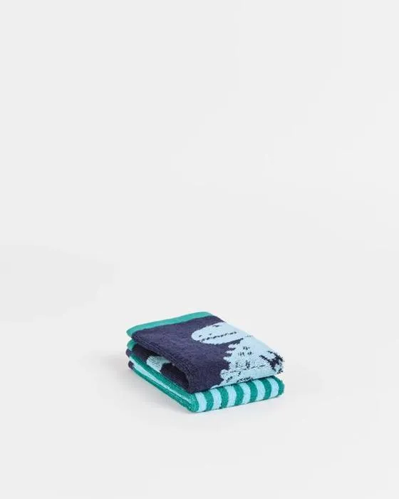 Cible Enfants Dino Australian Cotton 2 Pack de lave-face - Peacoat - Bleu