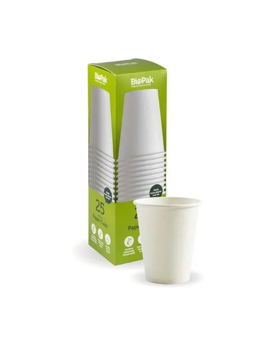 25 Pack de coupes en papier blanc BioPak