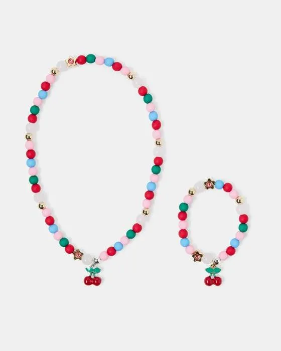 2 Pack Collier et bracelet en cerise
