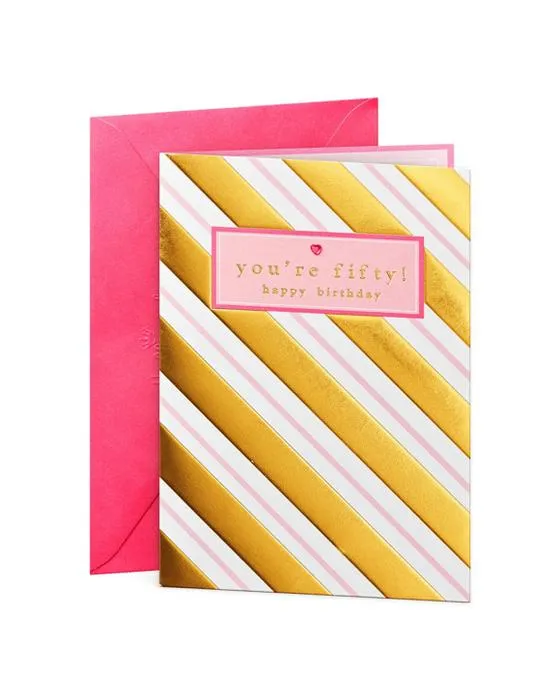 Carte d'anniversaire Hallmark pour son âge 50 - Bandes d'or