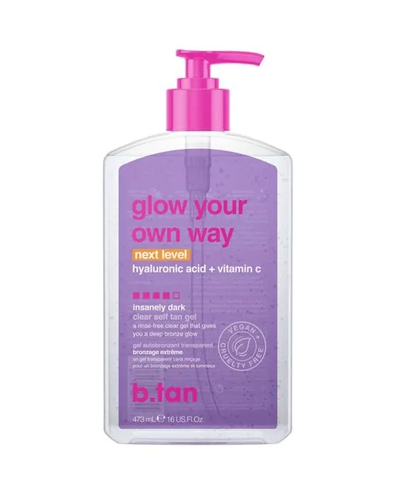 b.tan Glow Your Own Way Next Level Clear Self Tan Gel 473ml - Acide hyaluronique et vitamine C