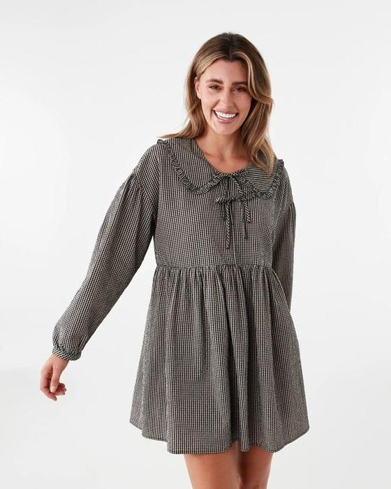 Robe Mini Col à Manches Longues
