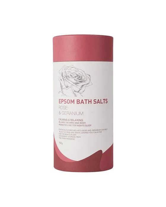 Sels de bain Epsom 750g - Rose et Géranium