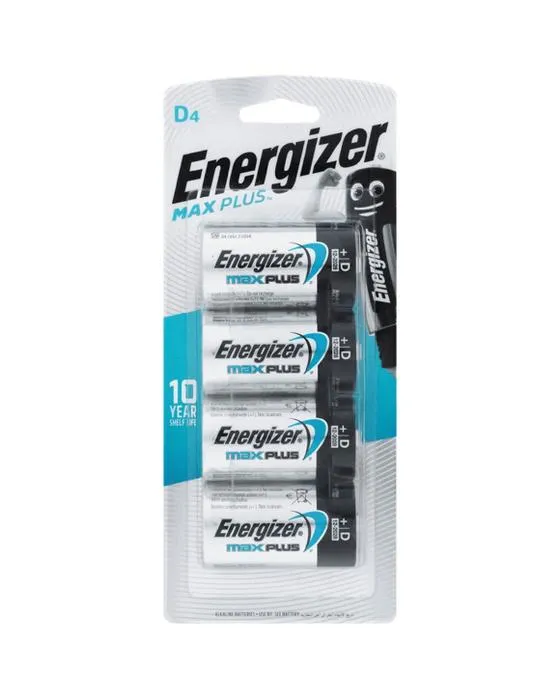 Energizer MAX Plus D Alkaline Batteries 4 Pack