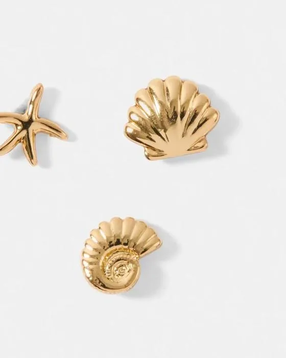 3 Studs de perçage d'oreilles de stébaste - Tone d'or